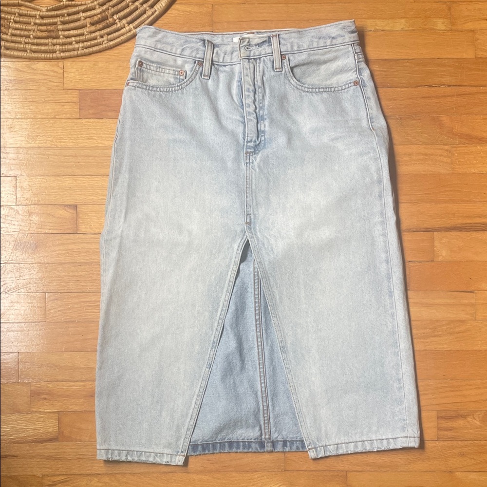 Denim Forum 90s Midi Jean Skirt